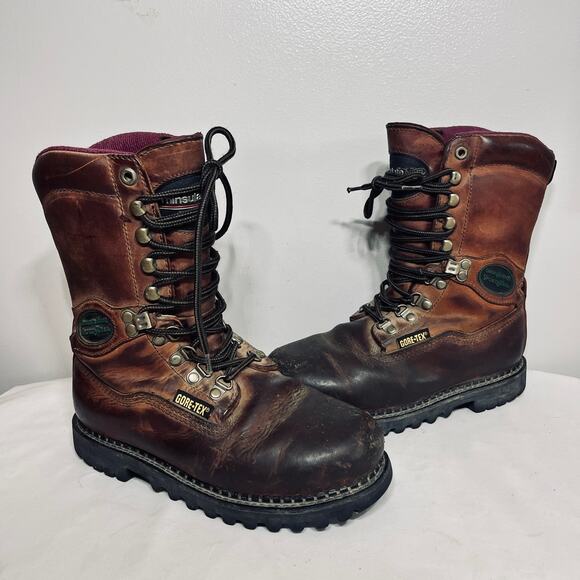Georgia Boot Brown Leather Mid Calf Steel Toe Lace Up Gore Tex Workwear 6.5M - Picture 1 of 10